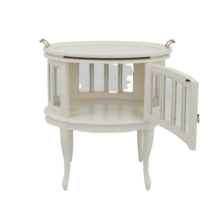 Thee meubel wit met glas Eastbourne - 79 cm - Engelsbureau.nl